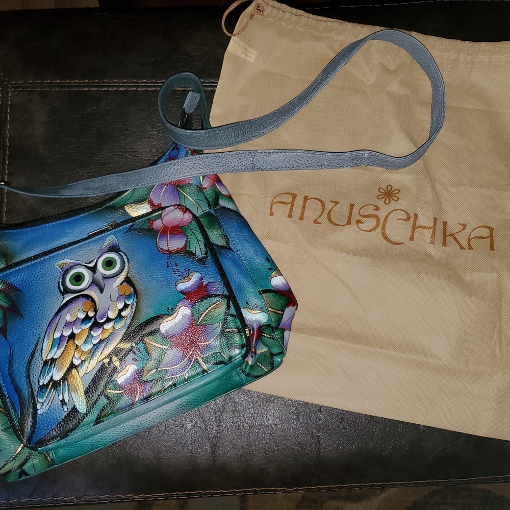 Anudchka Midnight Owl Women's Leather Hobo Bag